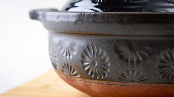 Black Mishima Donabe - Traditional Japanese Clay Pot