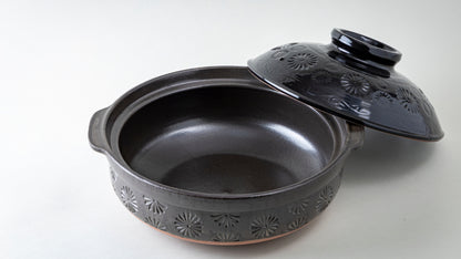 Black Mishima Donabe - Traditional Japanese Clay Pot