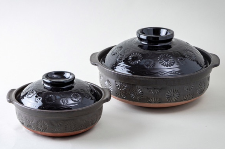 Black Mishima Donabe - Traditional Japanese Clay Pot