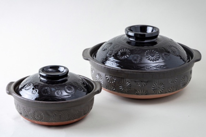 Black Mishima Donabe - Traditional Japanese Clay Pot